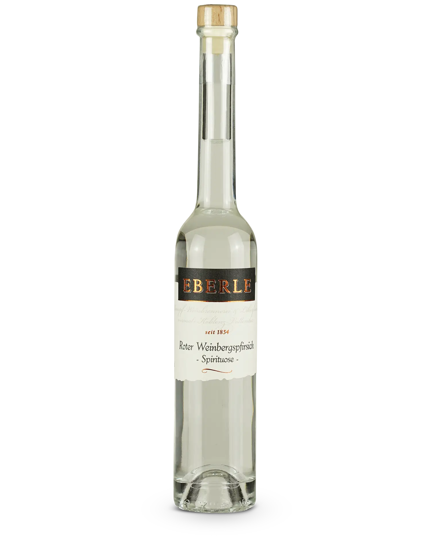 Flasche Eberle Roter Weinbergspfirsich Spirituose mit fruchtigem Pfirsicharoma