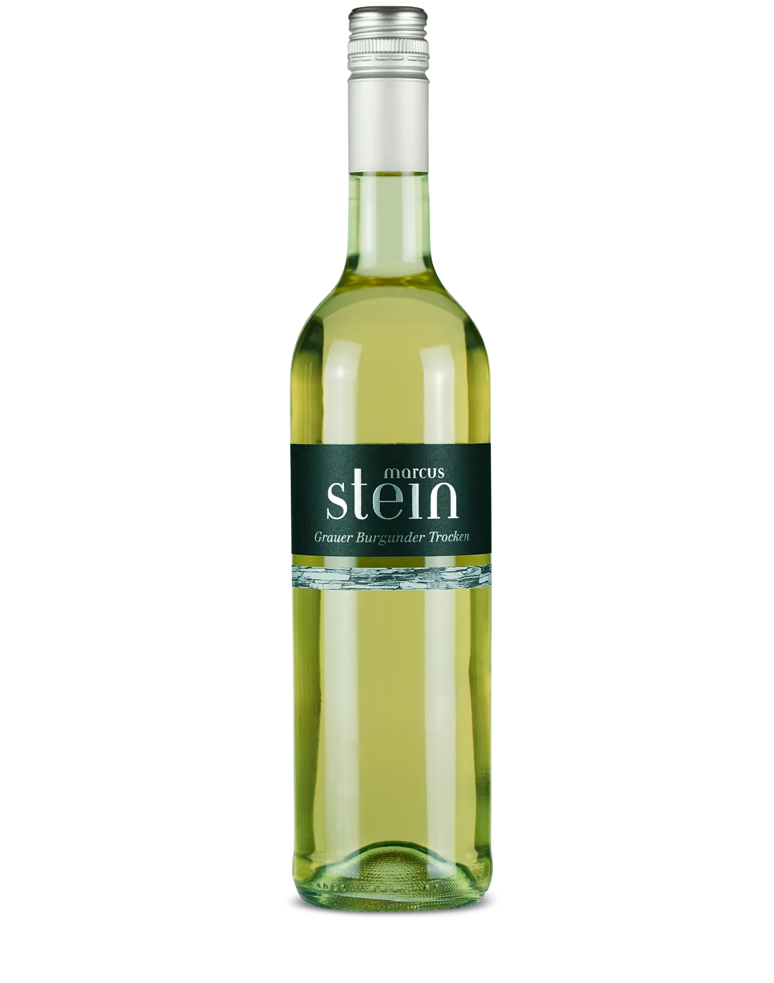 Flasche Marcus Stein Grauer Burgunder Trocken – trockener Weißwein mit feiner Frucht und cremigem Abgang