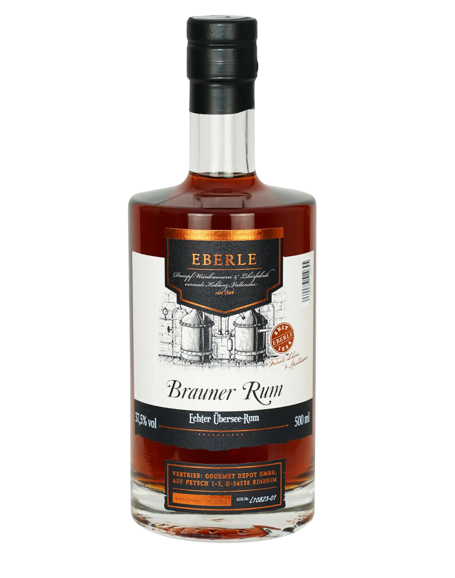 Flasche Eberle Brauner Überseerum – dunkler, aromatischer Rum mit kräftigem Charakter