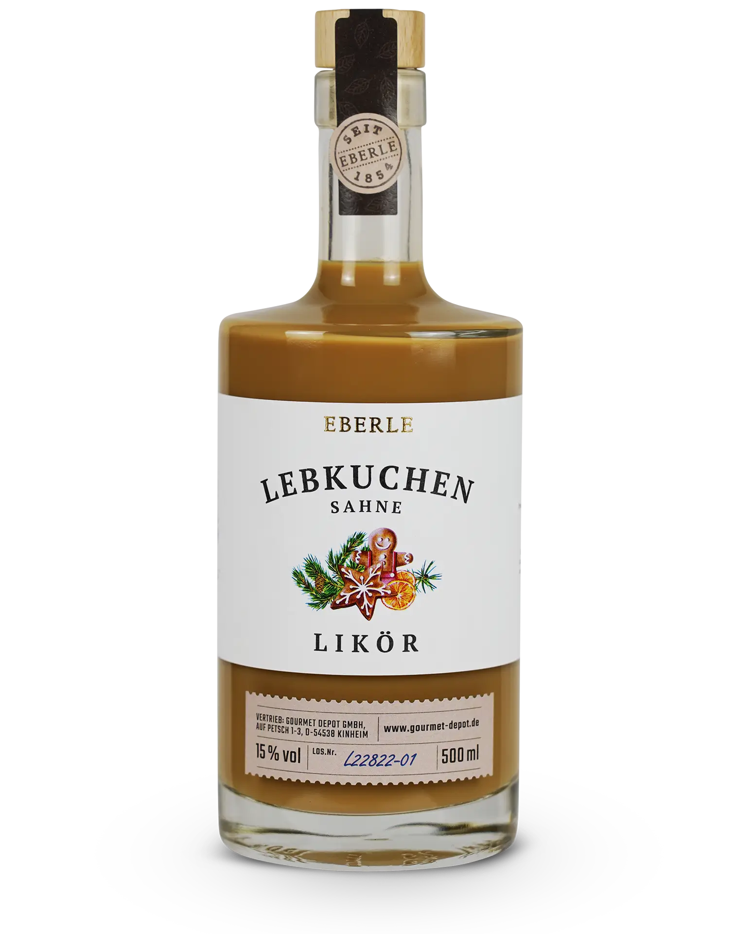 Flasche Eberle Lebkuchen Sahne Likör – cremiger Likör mit würzigem Lebkuchengeschmack