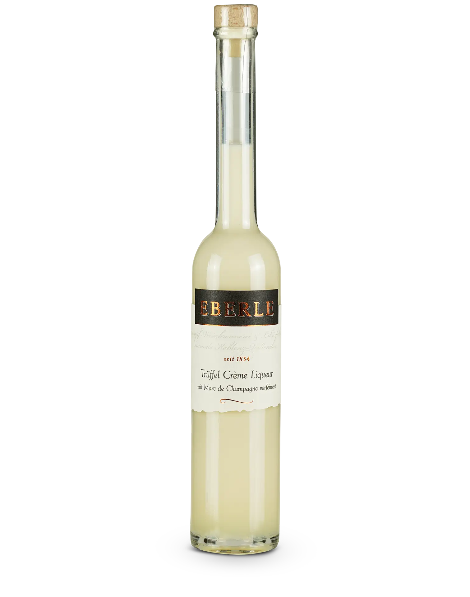 Flasche Eberle Liqueur Typ Marc de Champagne & Trüffel – cremiger Likör mit Champagnernote und feinem Trüffelaroma