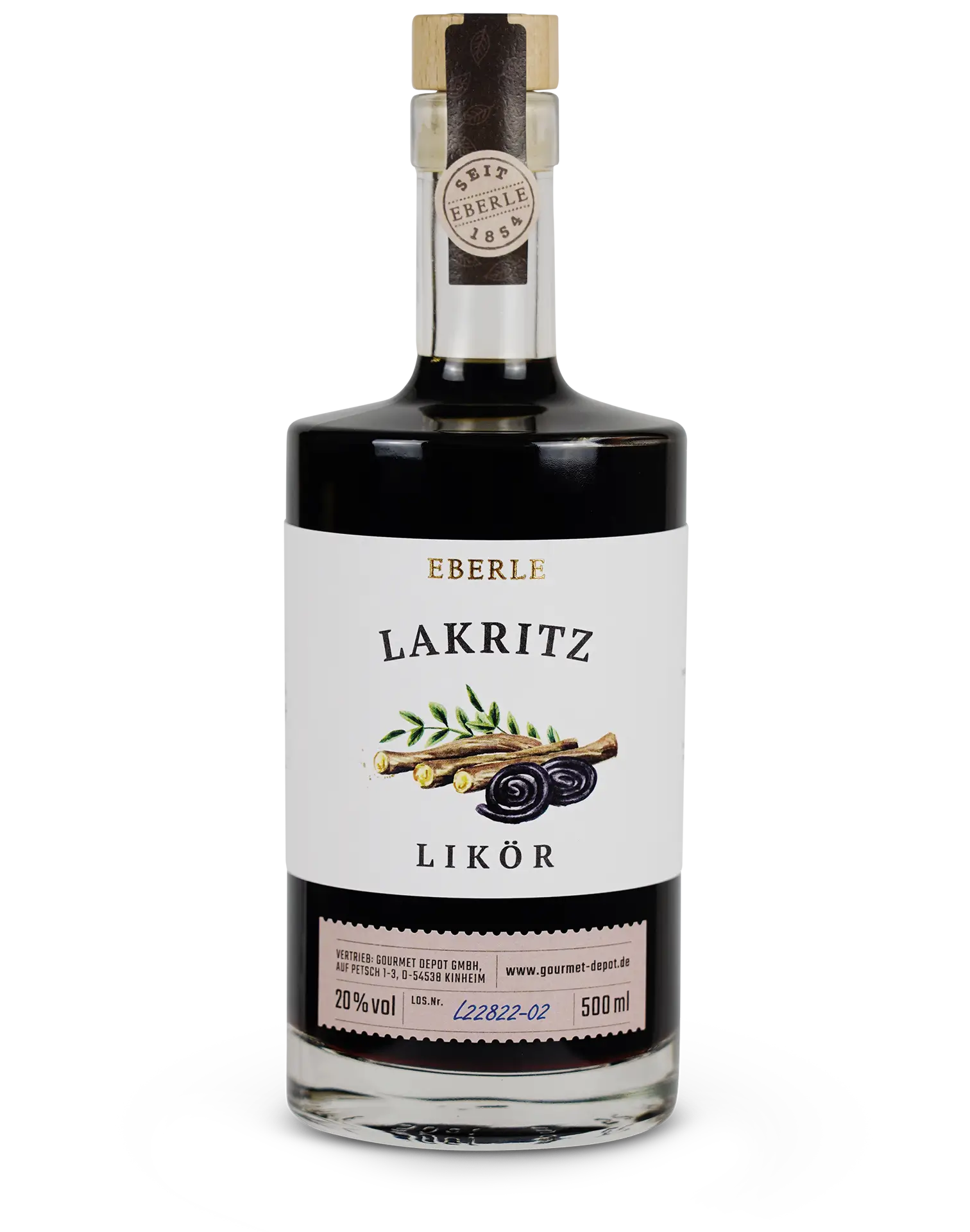 Flasche Eberle Lakritz Likör – dunkler Likör mit intensiver Lakritznote