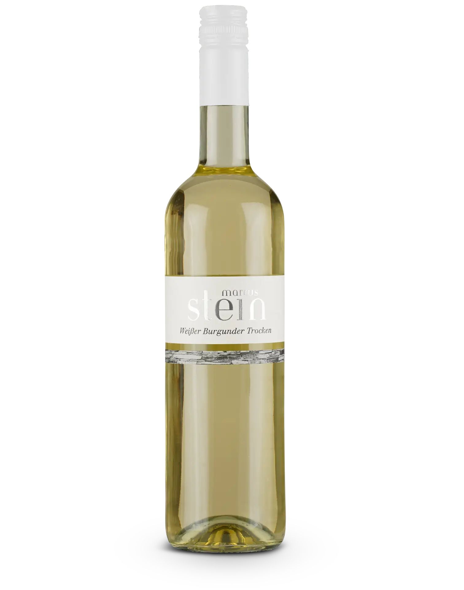 Flasche Marcus Stein Weißer Burgunder Trocken – trockener Weißwein mit feiner Frucht und elegantem Geschmack