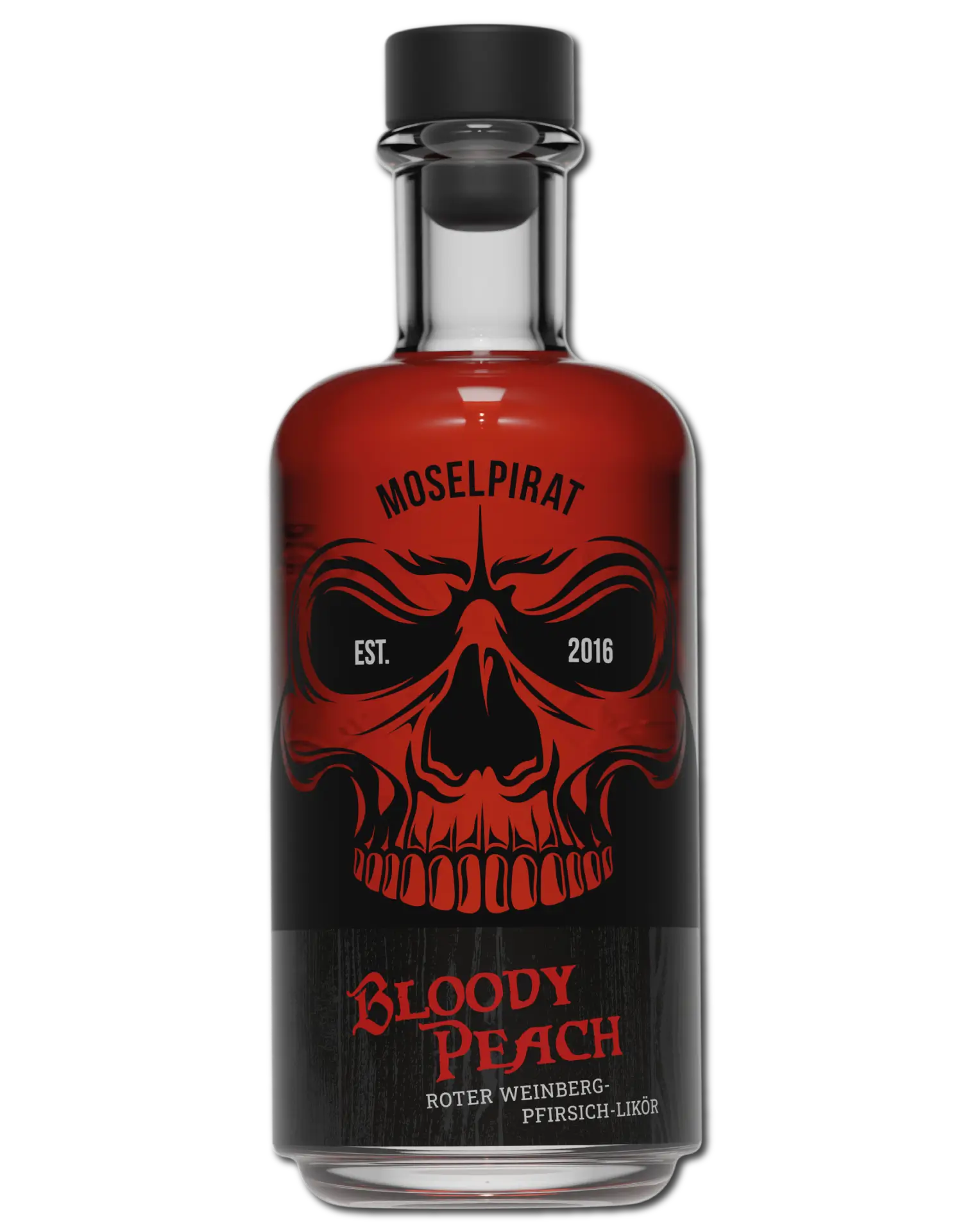 Moselpirat Bloody Peach Roter Weinbergpfirsich Likör – fruchtiger Likör mit intensiver Pfirsichnote, aus rotem Weinbergpfirsich, ideal als Aperitif oder Cocktailzutat