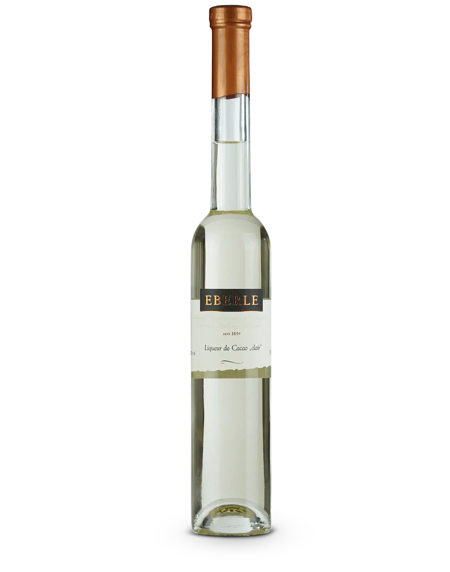 Flasche Eberle Liqueur de Cacao Clair – heller Kakaolikör mit mildem Schokoladengeschmack
