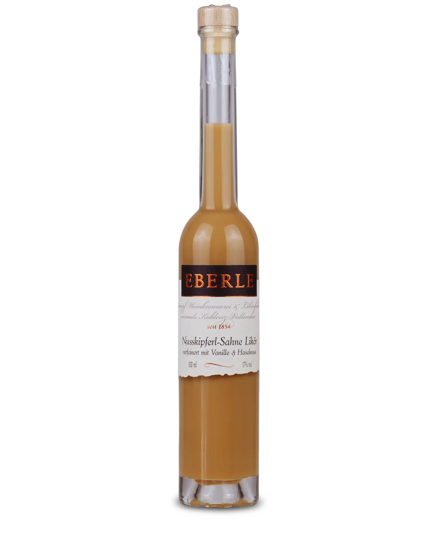 Flasche Eberle Nusskipferl Sahne Likör – cremiger Likör mit feinem Nussgebäck-Aroma
