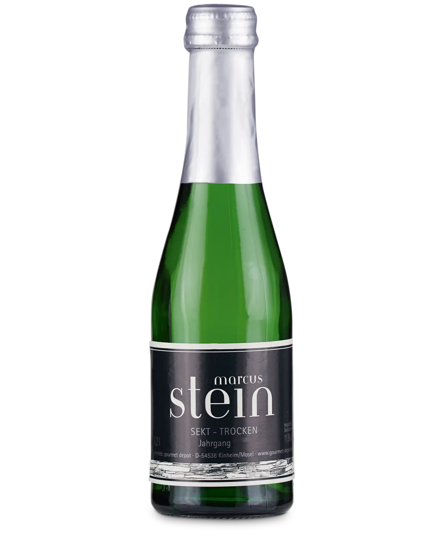 Flasche Marcus Stein Jahrgangssekt Trocken Piccolo – trockener Jahrgangssekt in kleiner Flasche mit feiner Perlage